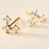 Boucles D'oreilles Puces Athanas Or Jaune Oxyde De Zirconium