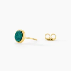 Boucles D'oreilles Puces Athena Acier Doré Malachite