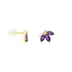 Boucles D'oreilles Puces Augustina Or Jaune Amethyste Oxyde