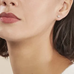 Boucles D'oreilles Puces Ayana Argent Blanc