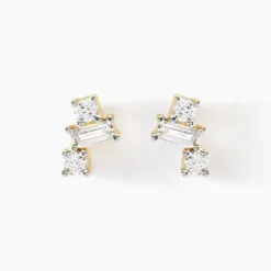 Boucles D'oreilles Puces Baliatista Or Jaune Diamant Synthétique