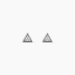 Boucles D'oreilles Puces Bartoumieu Argent Blanc Oxyde De Zirconium