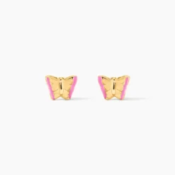 Boucles D'oreilles Puces Bartholomée Papillon Or Jaune