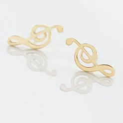 Boucles D'oreilles Puces Bayram Musique Or Jaune