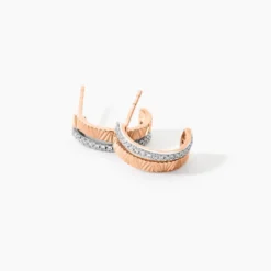 Boucles D'oreilles Puces Belindalan Or Bicolore Diamant