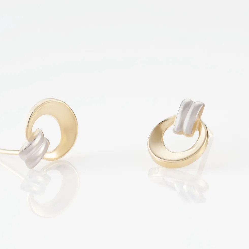 Boucles D'oreilles Puces Berangere Cercle Or Bicolore