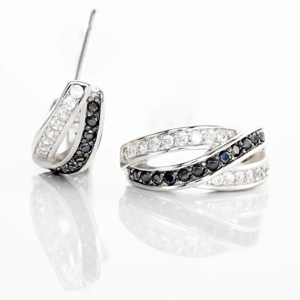 Boucles D'oreilles Puces Bethany Argent Blanc Oxyde De Zirconium