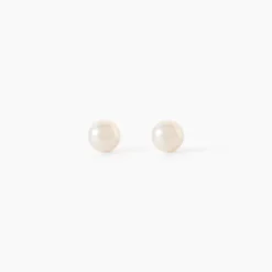 Boucles D'Oreilles Puces Bianca Or Jaune Perle De Culture