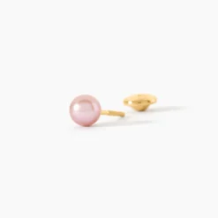 Boucles D'Oreilles Puces Bianca Or Jaune Perle De Culture