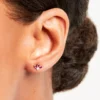 Boucles D'Oreilles Puces Blanid Or Jaune Oxyde De Zirconium
