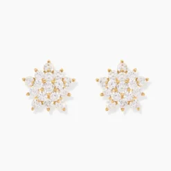 Boucles D'oreilles Puces Bleuenn Plaqué Or Jaune Oxyde De Zirconium