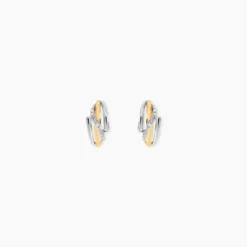 Boucles D'oreilles Puces Bodil Or Bicolore Diamant