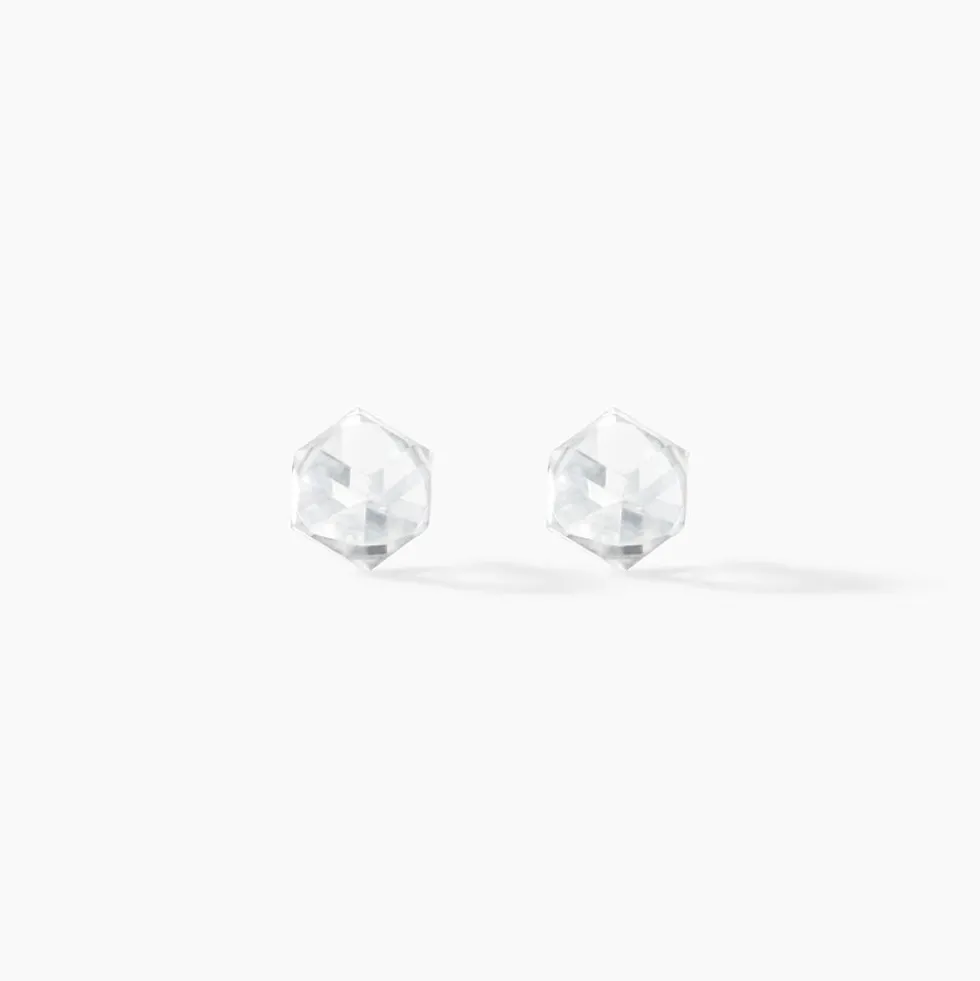 Boucles D'oreilles Puces Bridie Argent Blanc Pierre De Synthese