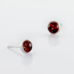 Boucles D'oreilles Puces Brunhild Argent Blanc Ambre