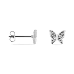Boucles D'oreilles Puces Cadfan Argent Blanc Oxyde