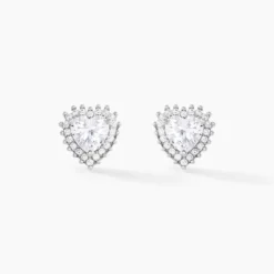 Boucles D'oreilles Puces Calvi Argent Blanc Oxyde De Zirconium