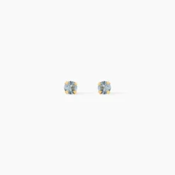 Boucles D'oreilles Puces Carin Serti Griffe 2 Or Jaune Oxyde