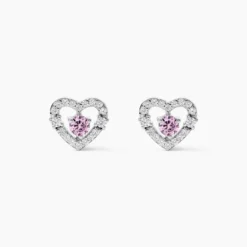 Boucles D'oreilles Puces Carren Argent Blanc Oxyde De Zirconium