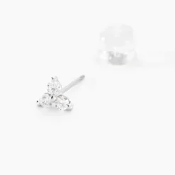 Boucles D'oreilles Puces Cassy Fleur Or Blanc Oxyde De Zirconium