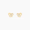 Boucles D'oreilles Puces Cathy Fleur Or Jaune Oxyde De Zirconium