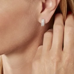 Boucles D'oreilles Puces Charlotte Or Blanc Diamant