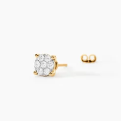 Boucles D'oreilles Puces Charlene Or Jaune Diamant Synthetique