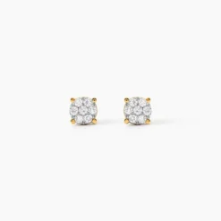 Boucles D'oreilles Puces Charlene Or Jaune Diamant Synthetique