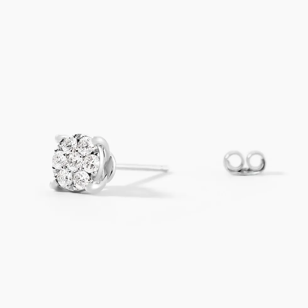 Boucles D'oreilles Puces Charlene Or Blanc Diamant Synthetique