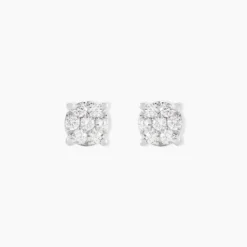 Boucles D'oreilles Puces Charlene Or Blanc Diamant Synthetique