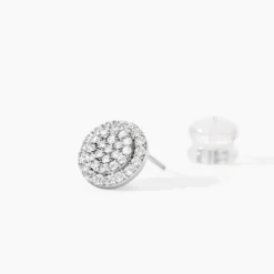 Boucles D'oreilles Puces Classic Or Blanc Oxyde De Zirconium