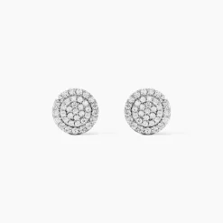 Boucles D'oreilles Puces Classic Or Blanc Oxyde De Zirconium