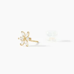 Boucles D'oreilles Puces Clea Fleur Or Jaune Oxyde De Zirconium