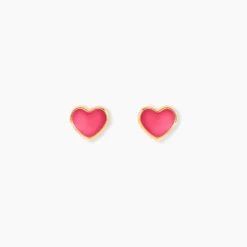 Boucles D'oreilles Puces Coeurs Or Jaune