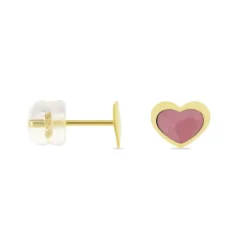 Boucles D'oreilles Puces Coeurs Or Jaune