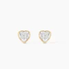 Boucles D'oreilles Puces Coeur Serti Clos Or Jaune Oxyde De Zirconium