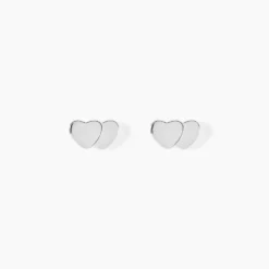 Boucles D'oreilles Puces Collinette Argent Blanc