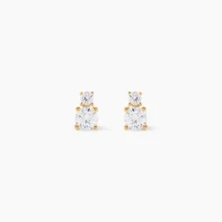 Boucles D'oreilles Puces Constancia Or Jaune Oxyde De Zirconium