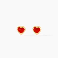 Boucles D'oreilles Puces Coralie Coeur Or Jaune