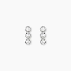 Boucles D'oreilles Puces Cyleneae Argent Blanc Oxyde De Zirconium