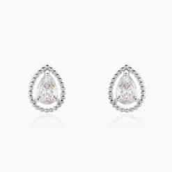 Boucles D'oreilles Puces Cyra Argent Blanc Oxyde De Zirconium