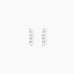 Boucles D'oreilles Puces Dahina Or Blanc Oxyde De Zirconium