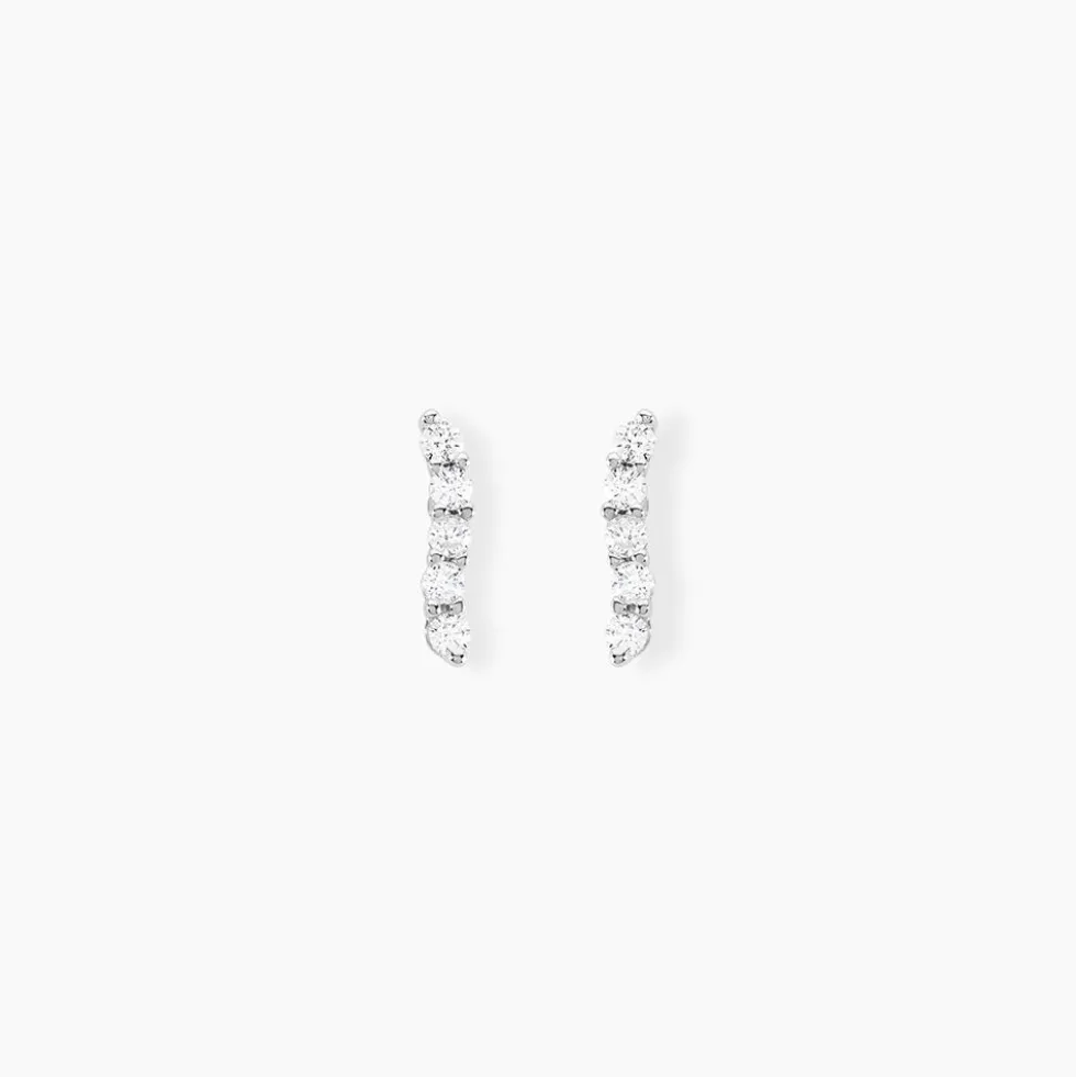 Boucles D'oreilles Puces Dahina Or Blanc Oxyde De Zirconium