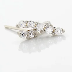 Boucles D'oreilles Puces Dahina Or Blanc Oxyde De Zirconium