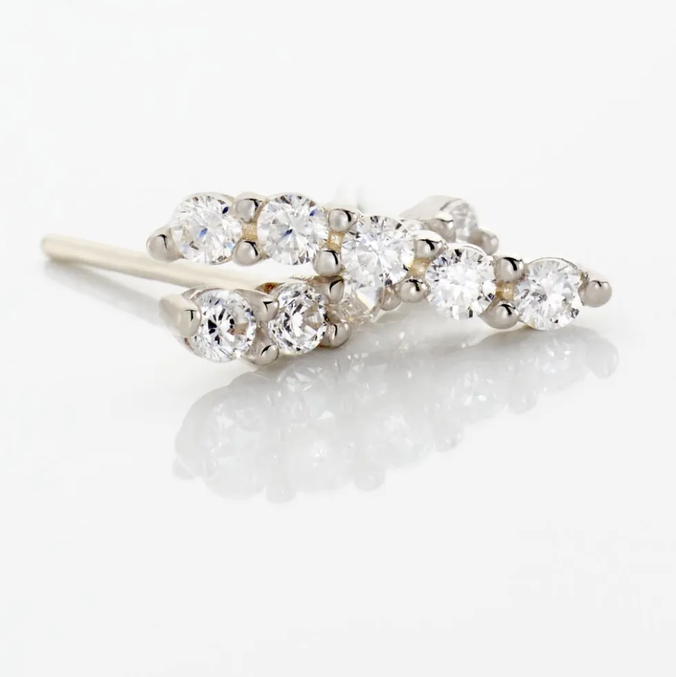 Boucles D'oreilles Puces Dahina Or Blanc Oxyde De Zirconium