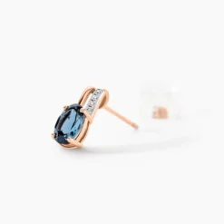 Boucles D'oreilles Puces Dalia Or Rose Topaze Et Oxyde De Zirconium