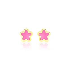 Boucles D'oreilles Puces Damia Fleur Or Jaune Nacre
