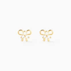 Boucles D'oreilles Puces Darina Noeud Or Jaune Oxyde De Zirconium
