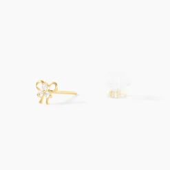 Boucles D'oreilles Puces Darina Noeud Or Jaune Oxyde De Zirconium