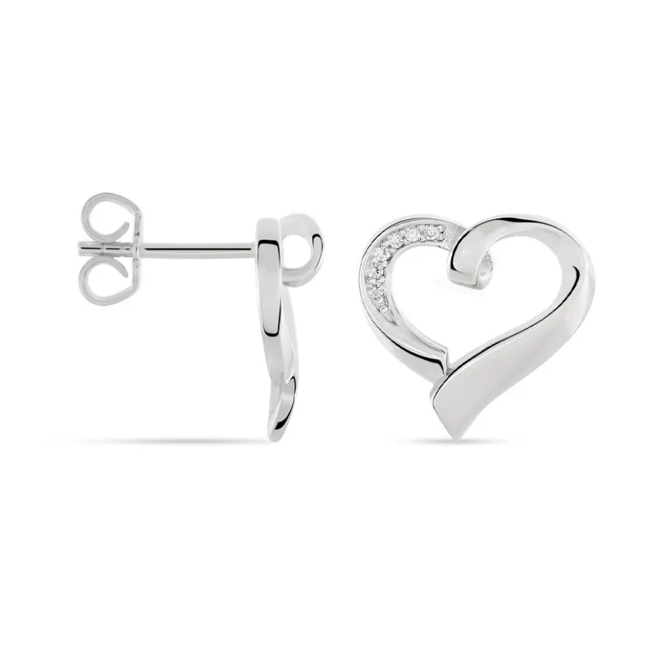 Boucles D'oreilles Puces Daviane Argent Blanc Oxyde De Zirconium