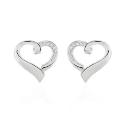 Boucles D'oreilles Puces Daviane Argent Blanc Oxyde De Zirconium